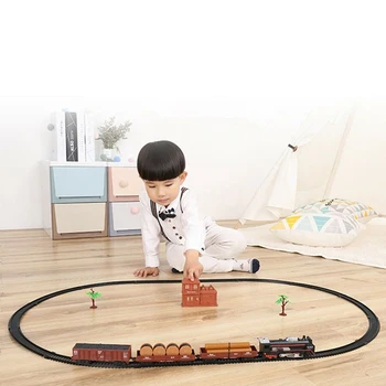 

Electric Train Set Assembly Toy Christmas Gift Classic Light Sound Railroad Early Learning Children Track Model Steam Simulation