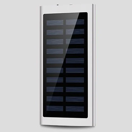 Солнечный внешний аккумулятор 2 USB светодиодный внешний аккумулятор портативный мобильный телефон солнечное зарядное устройство для Xiaomi Mi iphone XS 8plus 20000 мАч - Цвет: Серебристый