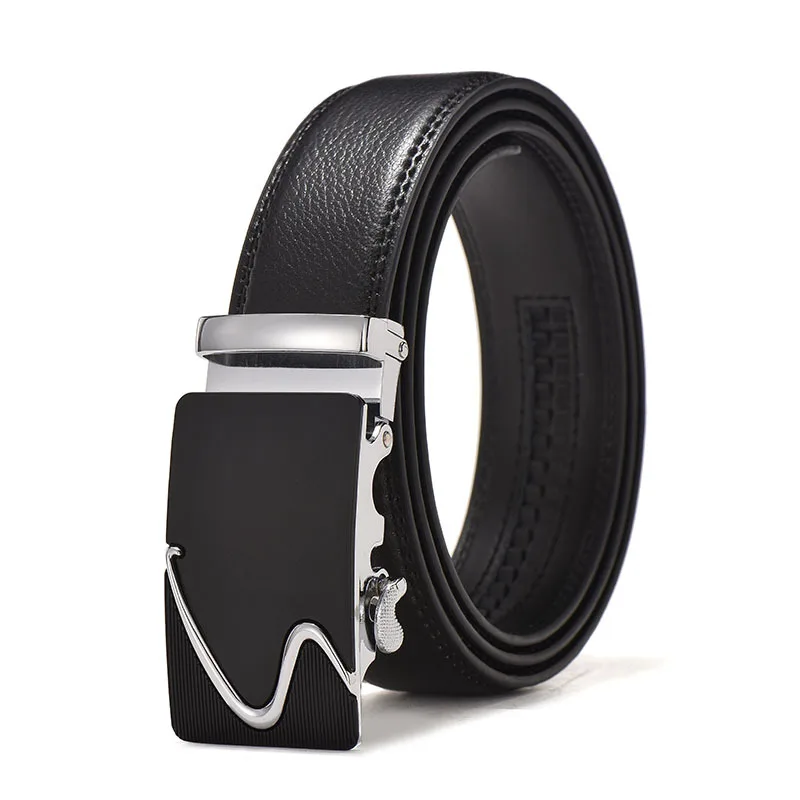 

Brand Fashion Automatic Buckle Black Genuine Leather Belt Men's Belts Cow Leather Belts For Men 3.5cm Width