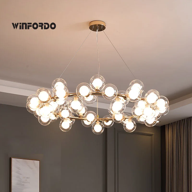 2022 LED Bubble Chandelier Lighting Pendant lamp for Living Dining Room Luminaire With G4 Led 110V-220V Winfordo