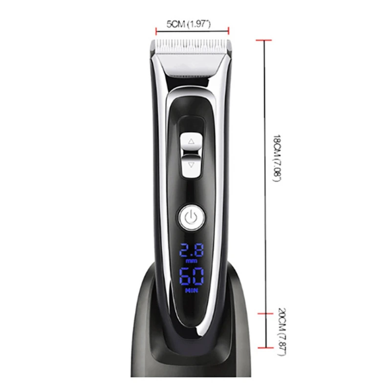 EU Plug Professional Digital Hair Trimmer Rechargeable Electric Hair Clipper Men's Cordless Haircut