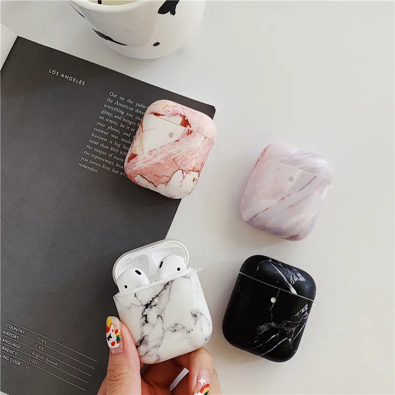 

Abstract Marble Case For Apple Airpods Cover Luxury IMD Pattern Silicone Headphone Case Box For air pods headset Matte Cover bag