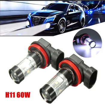 

2pcs 60W H11 High Power LED Fog Light Fog Lamp Driving Projector Light Bulbs 1000lm 10000K White