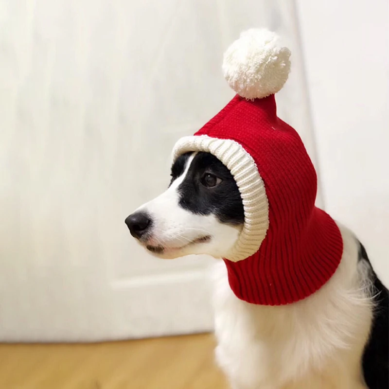 Christmas Dog Cap Knitted Pet Hats for Dogs Accessories Winter Warm Cat Dog Hat Puppy Pet Caps for Dogs Hat with Ball Headwear