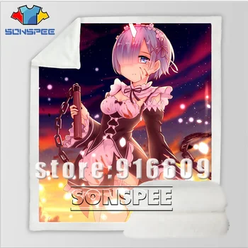 

Sexy Re:zero Twin maid Ram Rem Sofa Bedding Office Harajuku winter fashion blanket bedspread baby travel blanket Outing quilt