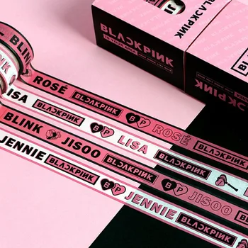 

4Pcs/Set BLACKPINK Paper Scrapbook Sticker DIY Adhesive Diary Paper Sticker Decorative Masking Tape School Stationery Supplies