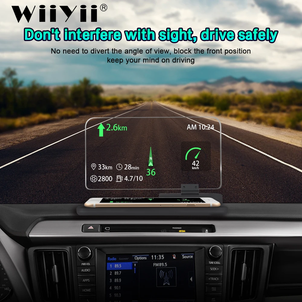 

WiiYii H6 HUD Head Up Display Car Smartphone Projector Car GPS Navigator Overspeed Warning System Windshield Projector