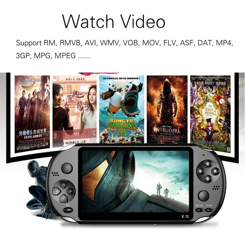 X12 Retro Video Game Console 8G 64/128 Bit HD Color LCD Screen Kid Portable Handheld Game Player With 3000+ Games Support TV Out
