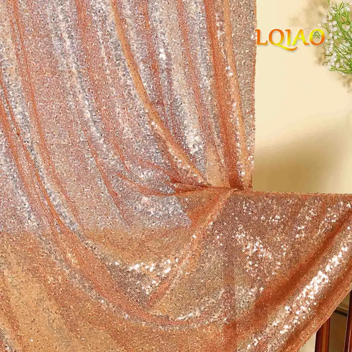 Copper Rose Gold LQIAO блесток проходы пол Бегун-белый 4FTX15FT Свадебный прохода бегун Серебряный ковер из блесток бегун для романтического свадебного украшения - Цвет: Copper Rose Gold