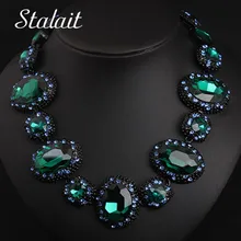 Высокое качество, Овальный зеленый кристалл, наборы свадебных ювелирных изделий, черный цвет, цепочка, ожерелье для женщин, подарок, вечерние, на свадьбу, выпускной, ожерелье, серьги