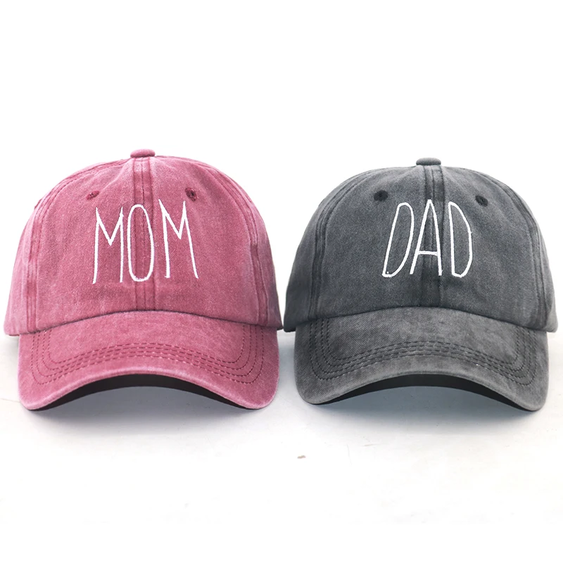 Letter embroidery MOM Dad hat 100% cotton washed fashion baseball cap for couple men women hip hop snapback hats new