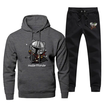 

Men's Sportswear Cute The Mandalorian Sets Star Wars Yoda Tracksuit 2 Piece Sweatshirt + Sweatpants Set 2020 Spring Men Suits