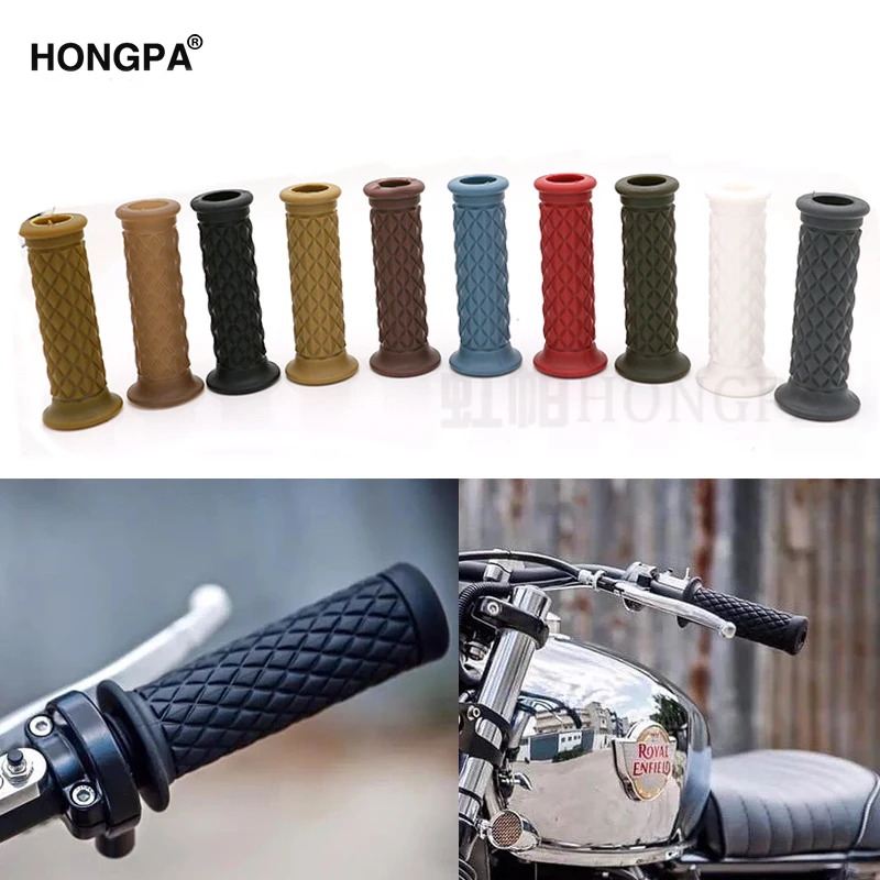 7/8&quot Handle Bar Retro Rubber Motorcycle Bike Vintage Handlebar Coke Bottle Hand Grip For Harley Truimph CG125 CB400 Cafe Custom |