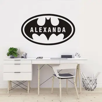 

Personalized Name Batman Hero Wall Sticker Bat Boys Room Wall Decal Vinyl Boy Name Wall Stickers Kids Room Mural AY2015
