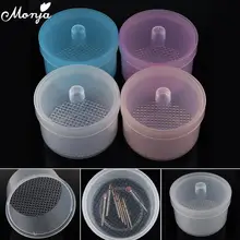 Monja 4 цвета для дизайна ногтей Съемная самосливающаяся коробка для очистки и дезинфекции круглая коробка для хранения инструмент для чистки маникюра