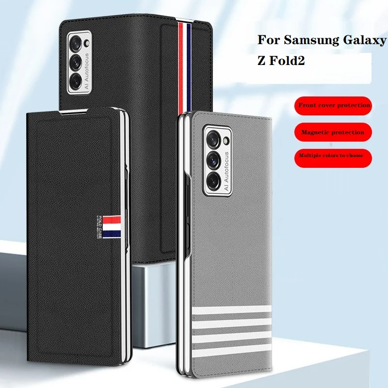 For Samsung Galaxy Z Fold2 5G vegan Magnetic Flip Screen Case Fold 2 5G  Anti-fall Phone Back Cover Flip phone cover