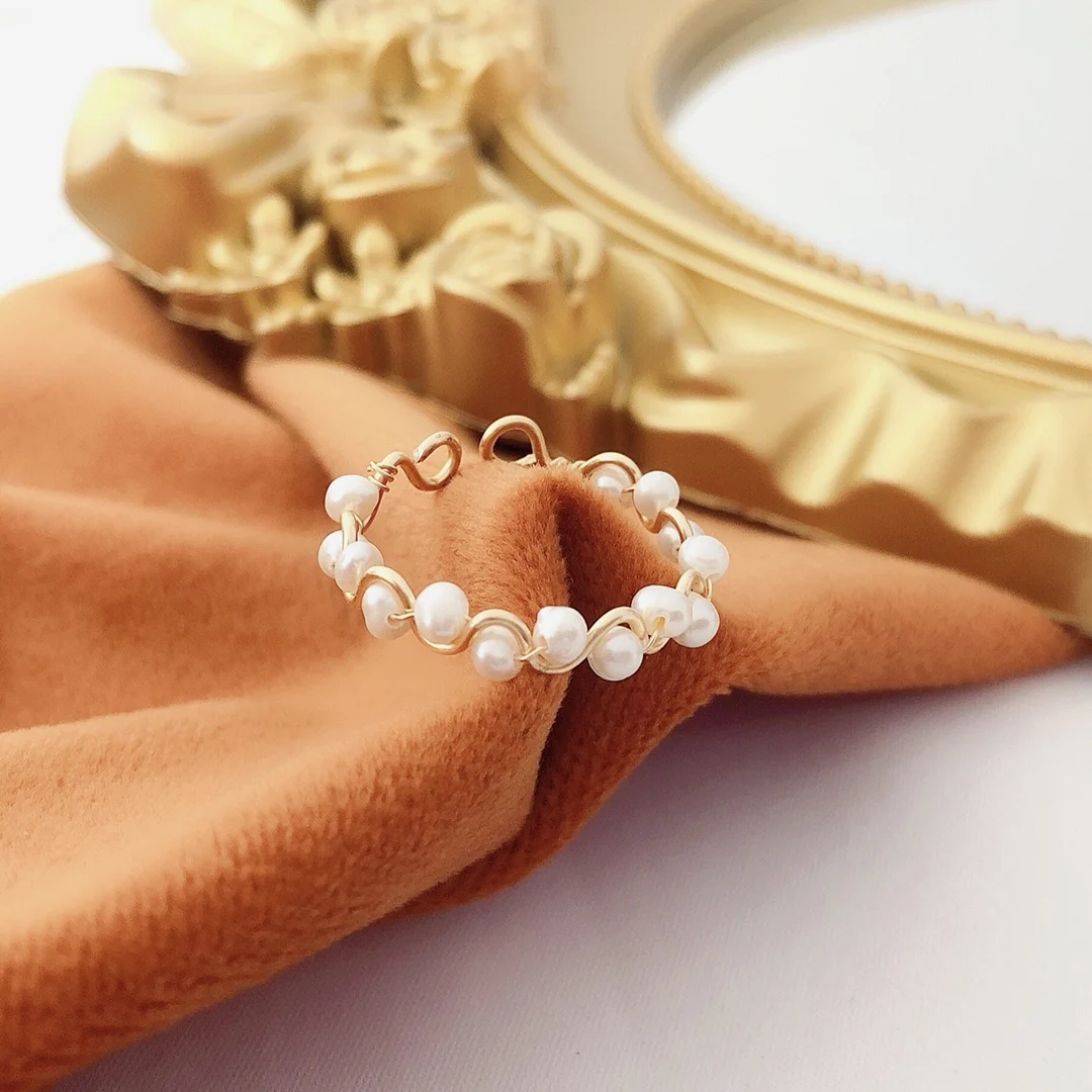 DAIMI кольцо с натуральным пресноводным жемчугом 14K позолоченные ювелирные изделия