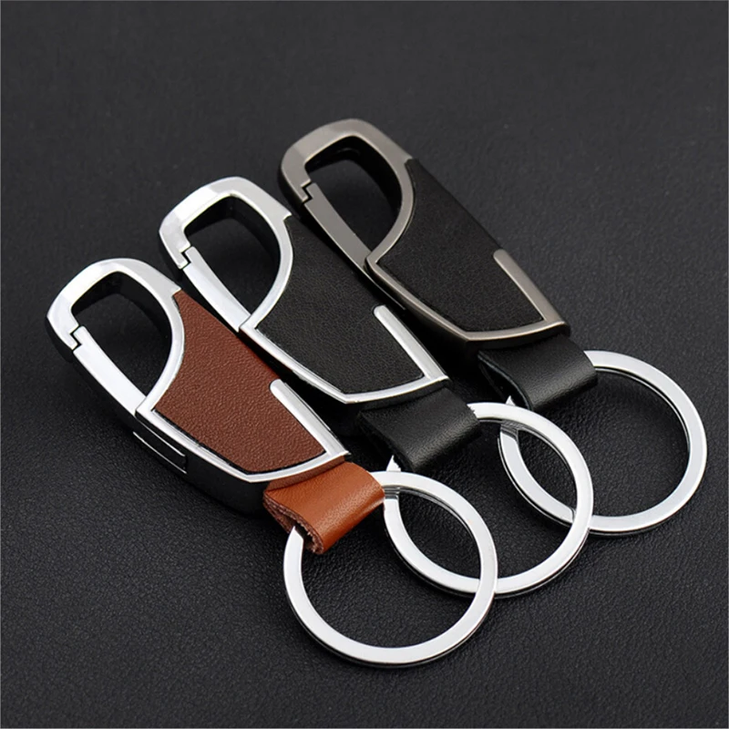 

1 Pc Leather Metal Alloy Car Keyring Keychain Auto Keyfob Key Chain Pendant Man Simple Key Ring for Gift Car Styling Cheap