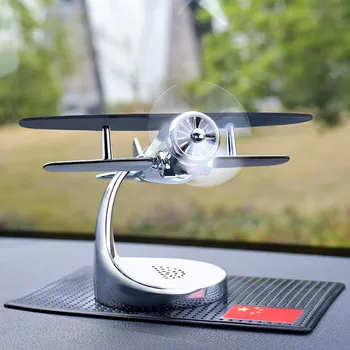 

Solar Power Generation Aircraft Model Aromatherapy Box+Non-slip Mat+Solid Perfume Car Accessories Interior Decoration for Girl