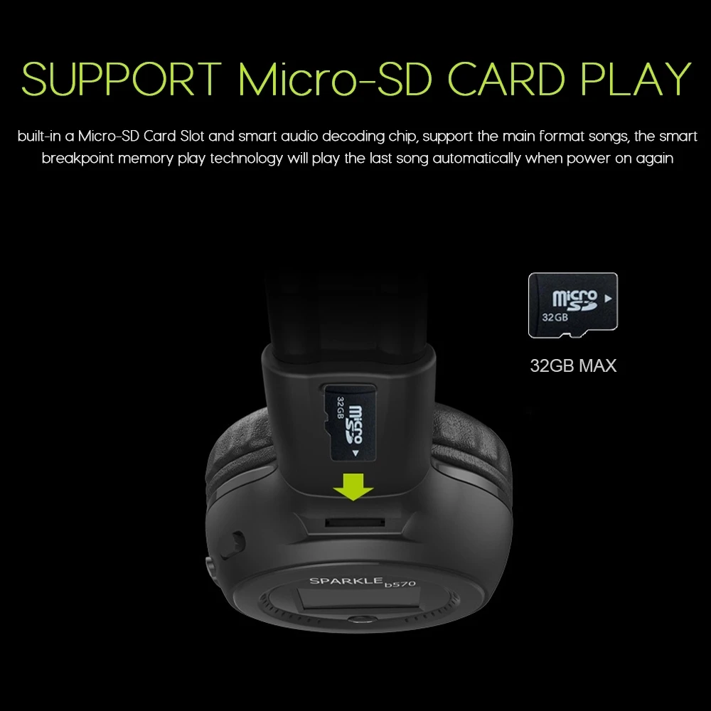 ZEALOT B570 HiFi стерео Bluetooth наушники беспроводная гарнитура с микрофоном fm радио Micro SD
