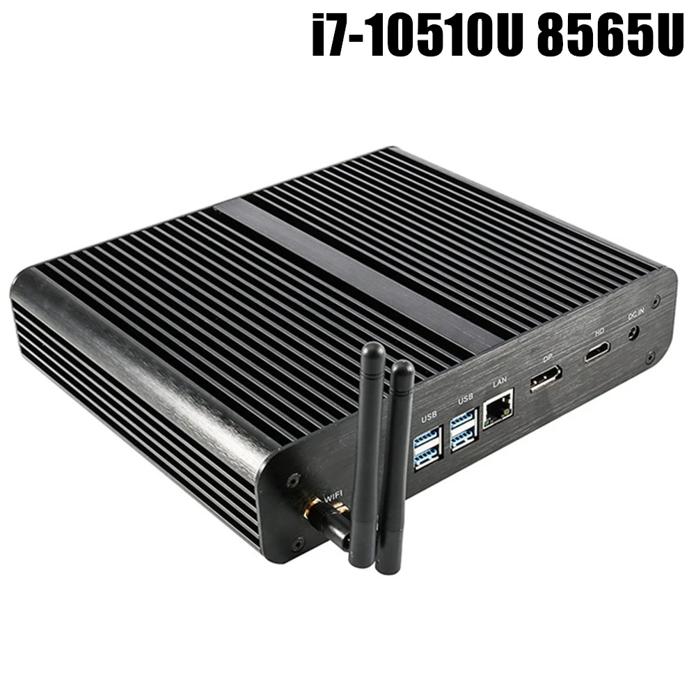 Topton безвентиляторный мини ПК Intel Core i7 10510U 10710U i5 8265U Мини компьютер Nuc 2 * DDR4 M.2 + Msata 5