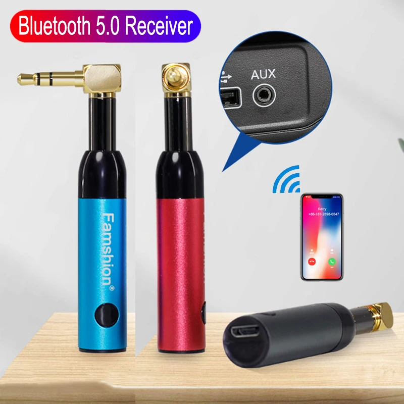 JINSERTA Автомобильный Bluetooth 5 0 приемник аудио адаптер 3 мм разъем AUX радио длинный