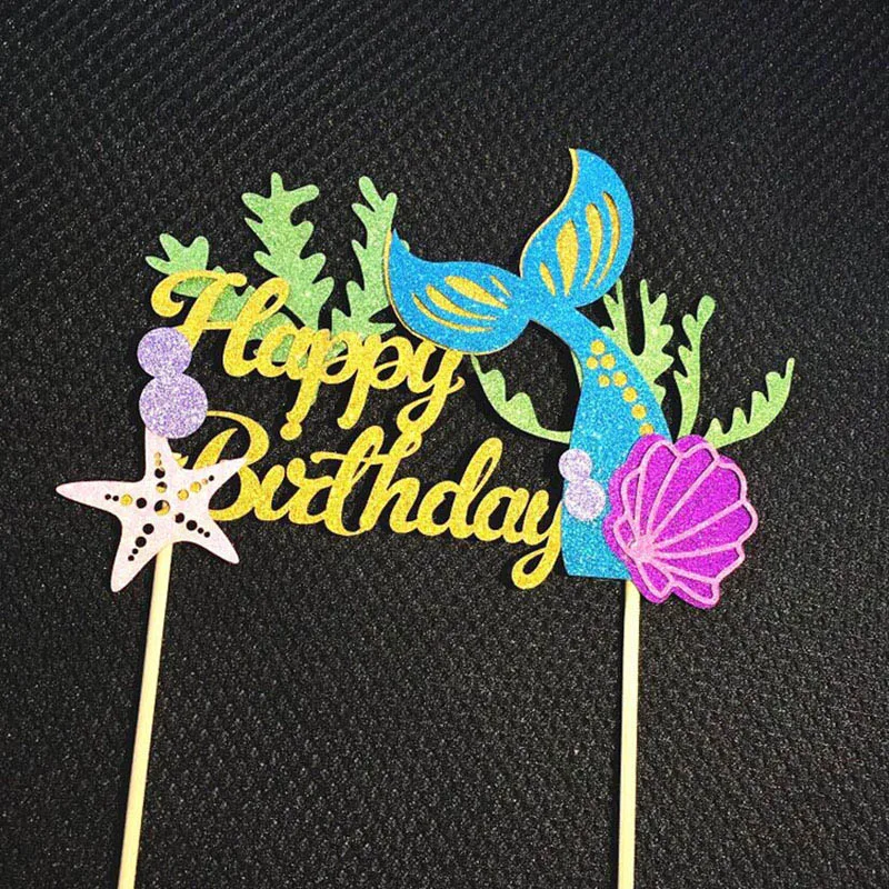2-pcs-Starfish-Mermaid-Party-Happy-Birthday-Mermaid-Cake-Toppers-Cupcake-Flag-For-Baby-Shower-Wedding (2)