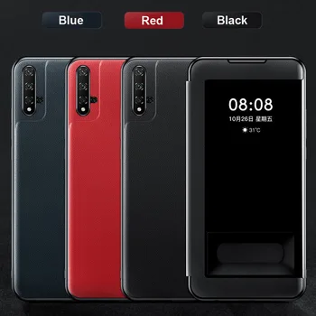 Перейти на Алиэкспресс и купить Для huawei Nova 5t чехол с окошком для просмотра бизнес кожаный чехол для huawei Nova 5Z чехол с откидной крышкой funda Nova 5 5i pro Чехол-книжка