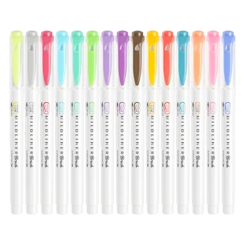 

5pcs Japan Zebra MildLiner Double-head Highlighter Soft Brush Pen and Hard Tip Marker Pen Multicolor Office School Supplies