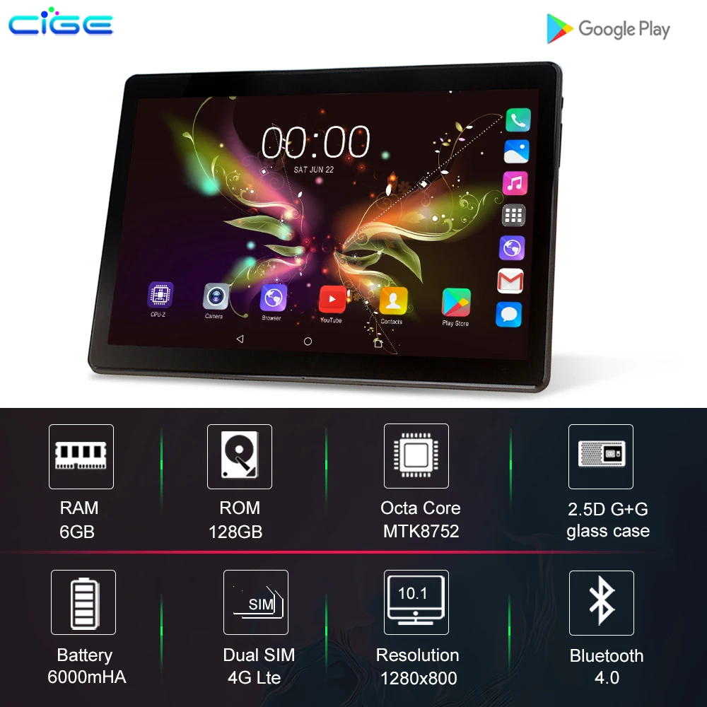 Mx960 Tablets 10.1 inch Octa Core 6GB RAM 128GB ROM android tablet PC 4G LTE 1280x800 IPS Dual Came