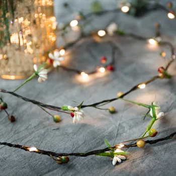 

Fairy Lights, Christmas Decoration String Lights, Wreath with Lights, Flower, Berries, Festive Party Family Birthday Home Decor