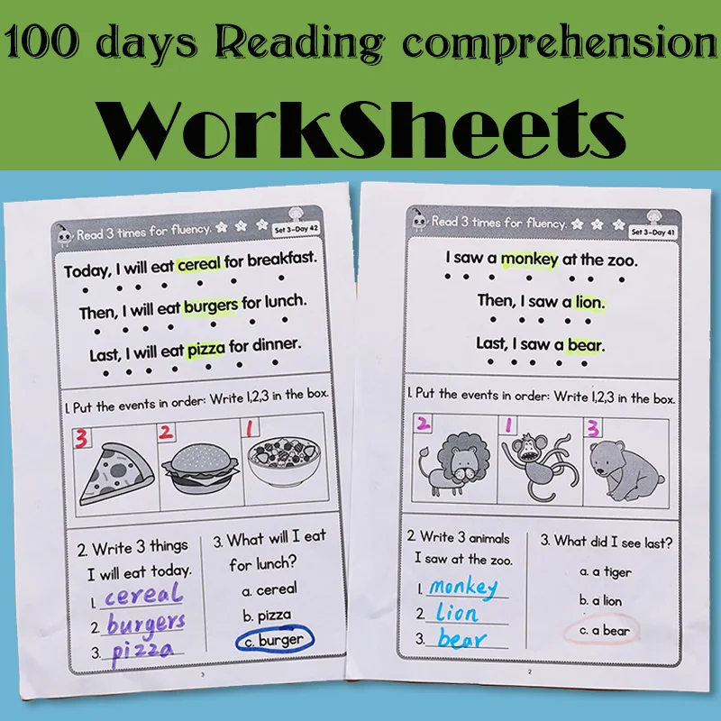 100 days reading comprehension exercise paper practice preschool learning english homework workbook pdf electronic file language aliexpress
