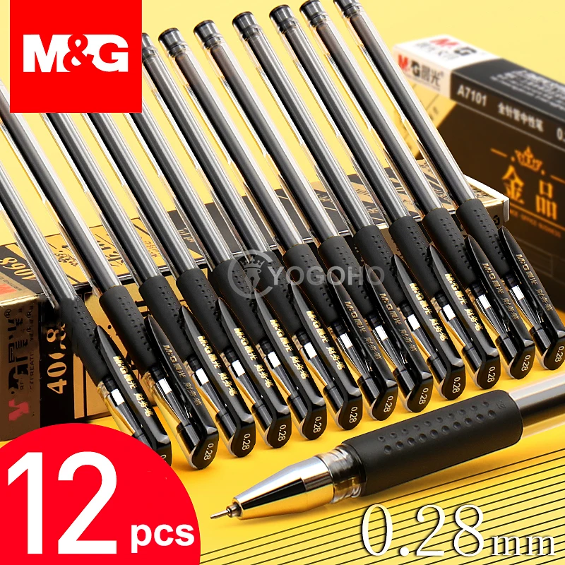 12pcs/box Ultra Fine point Gel Pen black ink refill gel pen