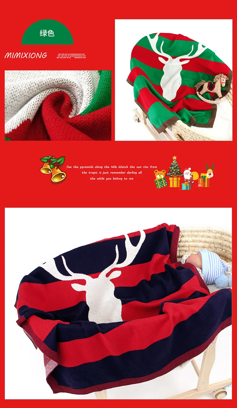 Новинка 2019 года, рождественское детское одеяло с оленем для новорожденных, клетчатое Пеленальное Одеяло, детское трикотажное одеяло для