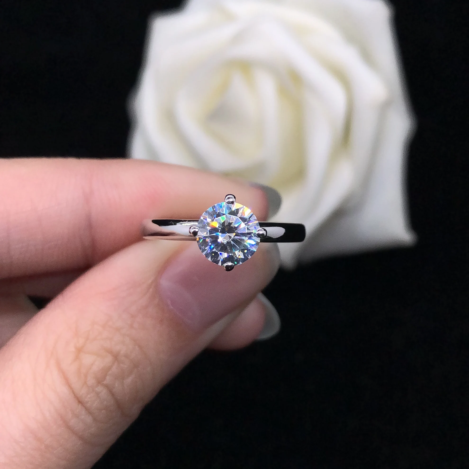 Обручальное кольцо с муассанитом 1Ct 6,5 мм D Color VVS1, обручальное кольцо из белого золота AU750 18K, свадебные ювелирные изделия с бриллиантами R102