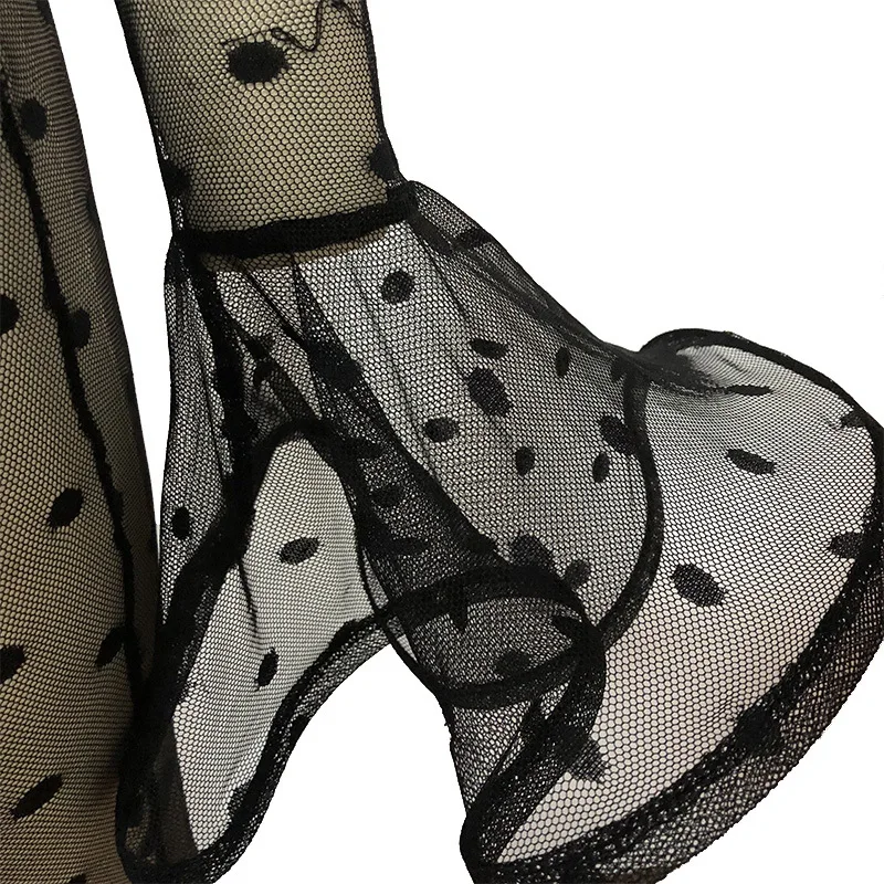 Купальник с принтом из прозрачной сетки, комплект из двух предметов, Женский обтягивающий купальник, сексуальный комбинезон с открытыми плечами и расклешенными рукавами, боди