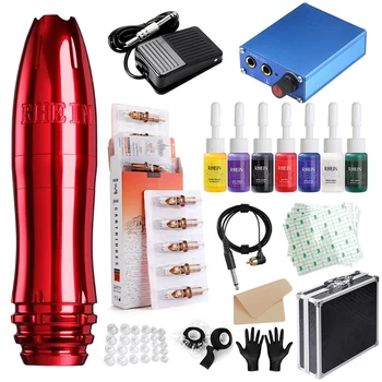 

Rotary Tattoo Machine Gun Set Liner and Shader Pen Kit RCA Connector Permanent Makeup Pens Coreless Motor Cartridge EM133