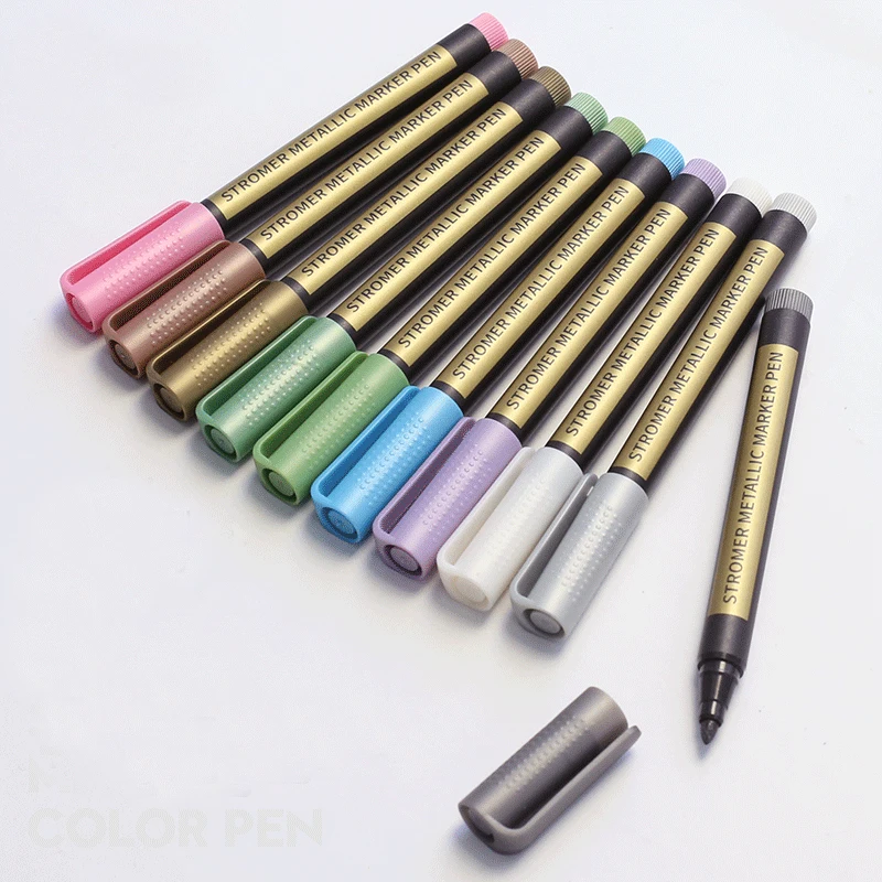 10/30 Colors Metallic Markers Fine Point Metallic Marker Calligraphy Brush  Pens for Black Paper Scrapbooking Crafts Art Rock Egg