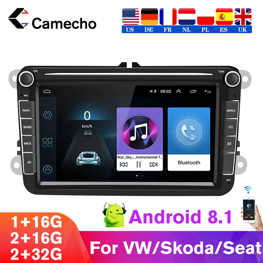 Camecho Android 8 1 MP5 мультимедийный плеер автомобильные радиостанции GPS дюймов аудио