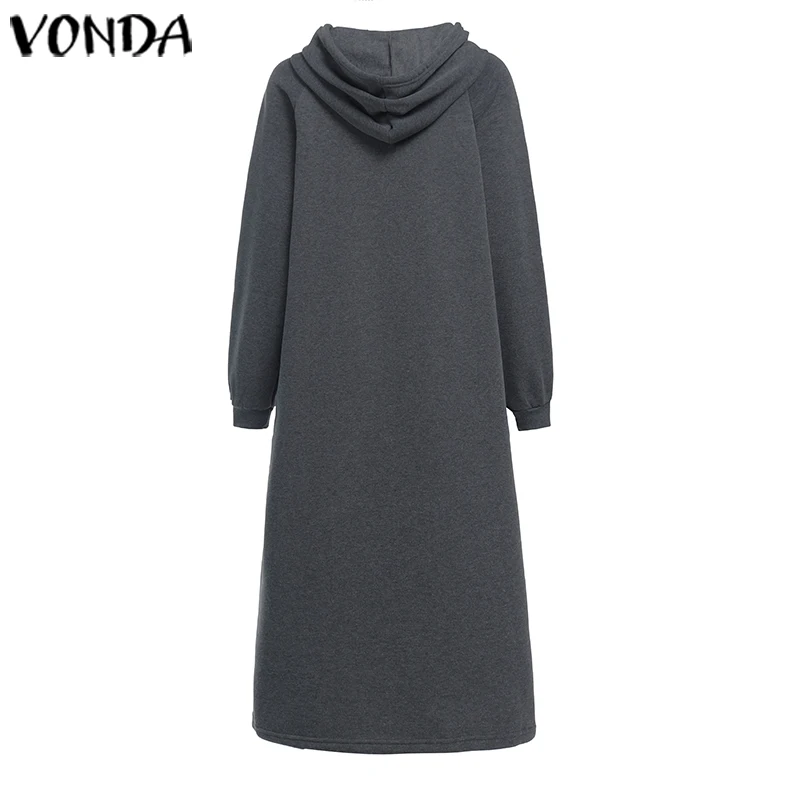 Модные кардиганы VONDA, женская верхняя одежда с длинным рукавом и карманами, однотонная одежда размера плюс, Длинные рубашки, женские свободные блузки 5XL