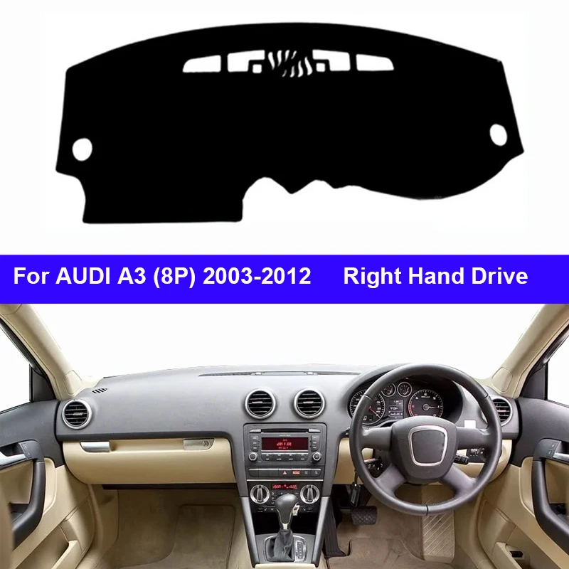 자동차 내부 대시 보드 커버 대시 매트 카펫, 아우디 A3 8P 2003 - 2012 LHD RHD 2 레이어 차양 2011 2010 2009 2008 2007 2006