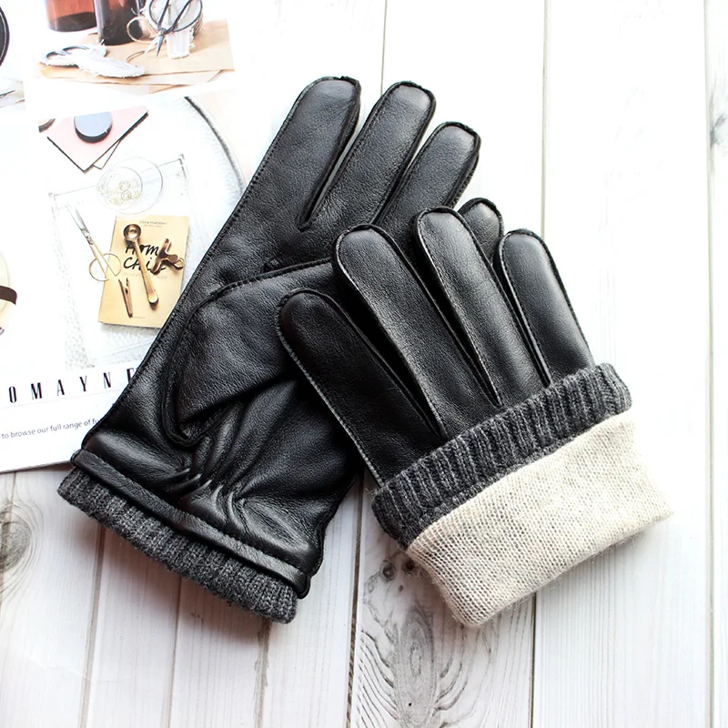 Touch Screen Leather Sheepskin Gloves Men's Winter Thickening Warmth  Motorcycle Driving Fashion 2021 New Brown Finger Gloves - AliExpress  200000297