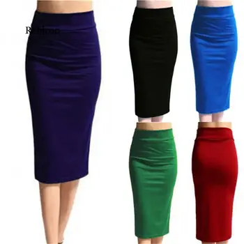 

New Skirts Womens Mini Bodycon Skirt Office Women Slim Knee Length High Waist Stretch Sexy Pencil Skirts Jupe Femme