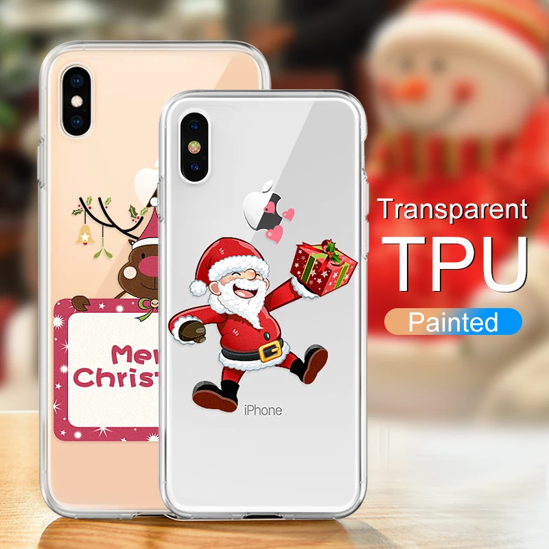 Силиконовые чехлы для телефонов Apple iPhone 7 Plus 6 6S 8 X XR XS Max Рождественский Рисунок