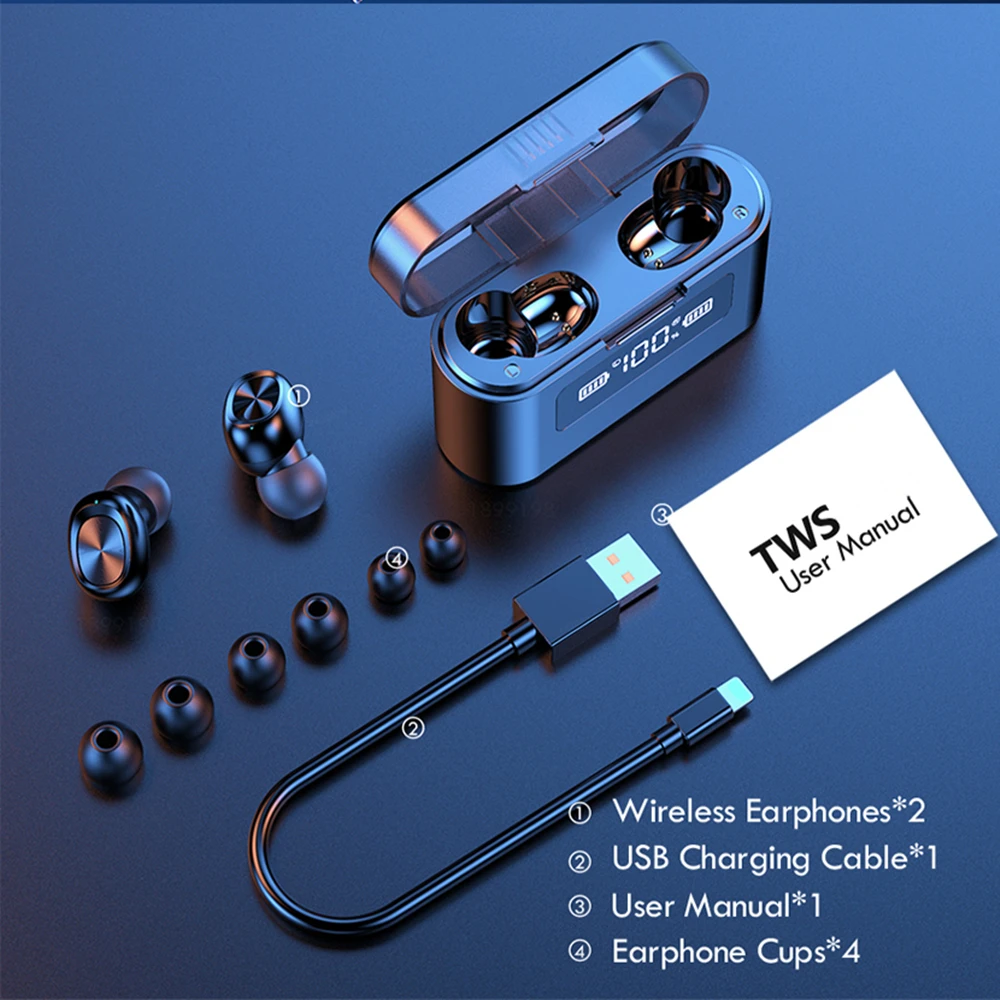 Bluetooth 5 1 Headphones with Mics Sport Waterproof Headset Touch Control TWS Wireless Earphones Noise Cancelling Music Earbuds