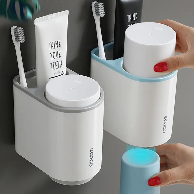 Bathroom Storage Toothbrush Holder Plastic Toothpaste Organizer Home Accessories 
