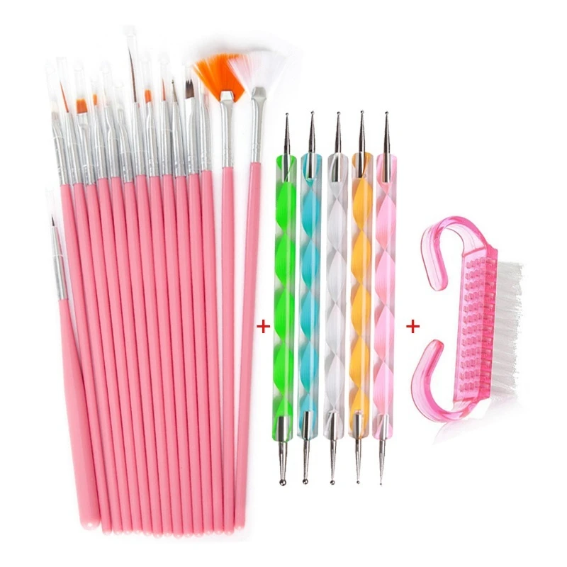 

21Pcs Nail Brushes Sets Wholesale Nail Art Line Painting Brushes Crystal Acrylic Thin Liner Drawing Pen Manicure Tools UV Gel