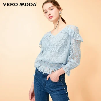 

Vero Moda Women's V-neckline Ruffled 3/4 Sleeves Laced Tops | 319130511