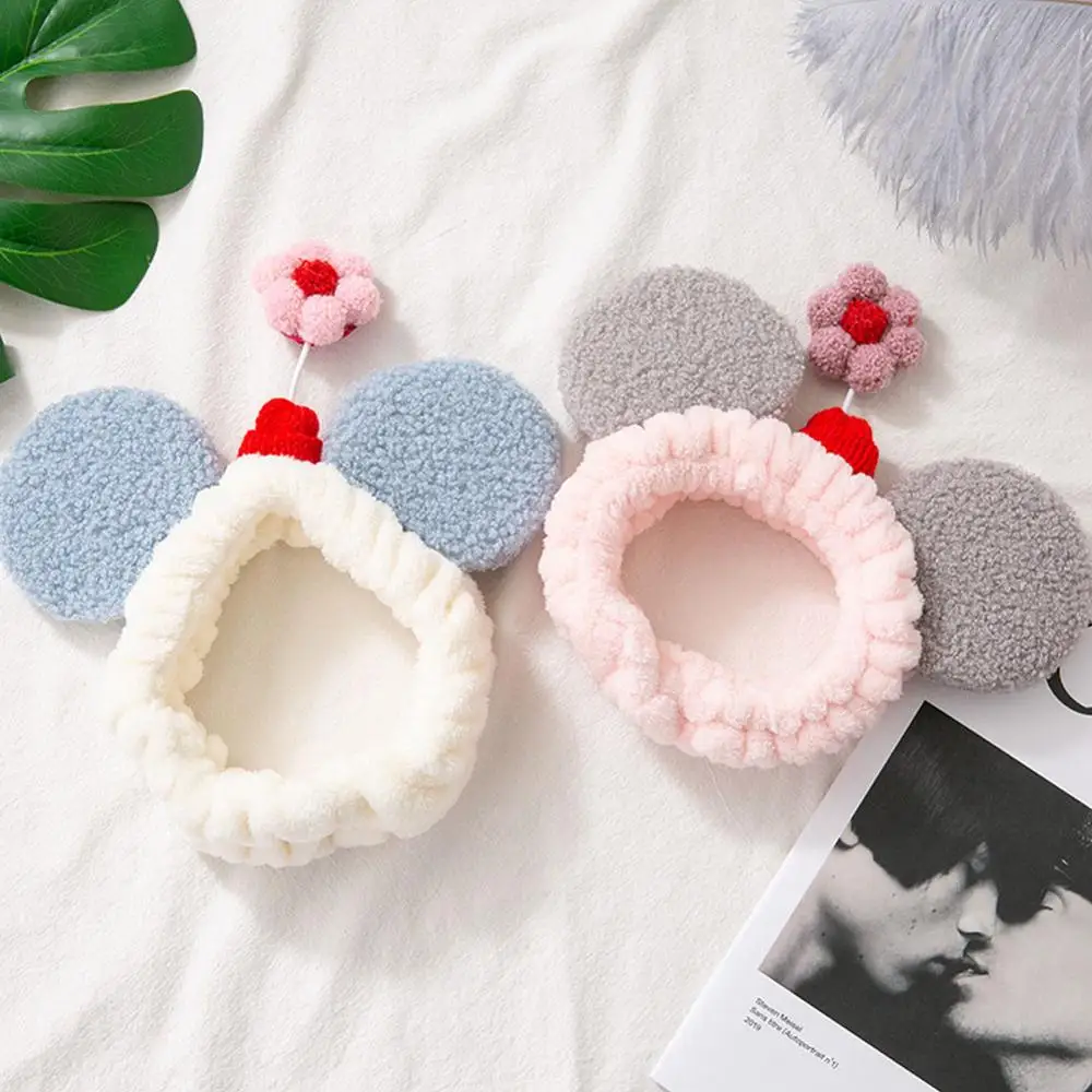 Cute Cashmere Flower headband Face wash Antler Cartoon Plush Hairband Little Bear Lamb Hair hoop girl headdress hair Accessories types of hair clips