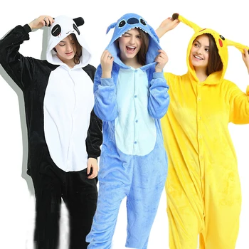 

New Animal Unicorn Pajamas Adults Winter Sleepwear Kigurumi Stitch Panda Pikachu Pyjamas Women Onesie Anime Costumes Jumpsuit